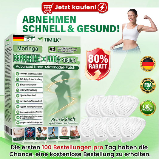 Offizieller Store | ☀️☀️ Timilk® Moringa · Berberin × NAD+ 10-in-1 Advanced Nano-Mikronadel-Patch (Nur einmal täglich anwenden – sichtbare Veränderungen in 7 Tagen)