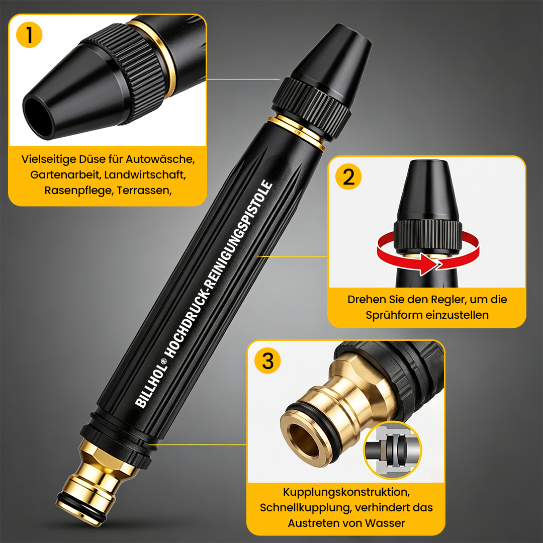 Billhol® StormBlast Hochdruck-Reinigungspistole💥💥Duo-Funktionsdüsen für die sekundenschnelle Reinigung verschiedenster Oberflächen